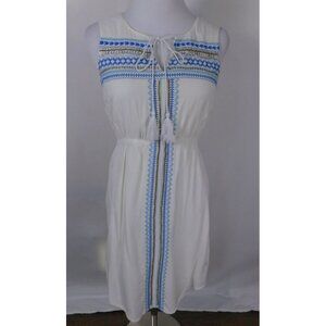 White Sleeveless Boho Dress Tassels Embroidered Details By Fejéj Sz 2